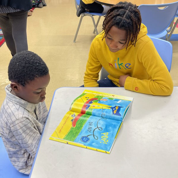 students reading together